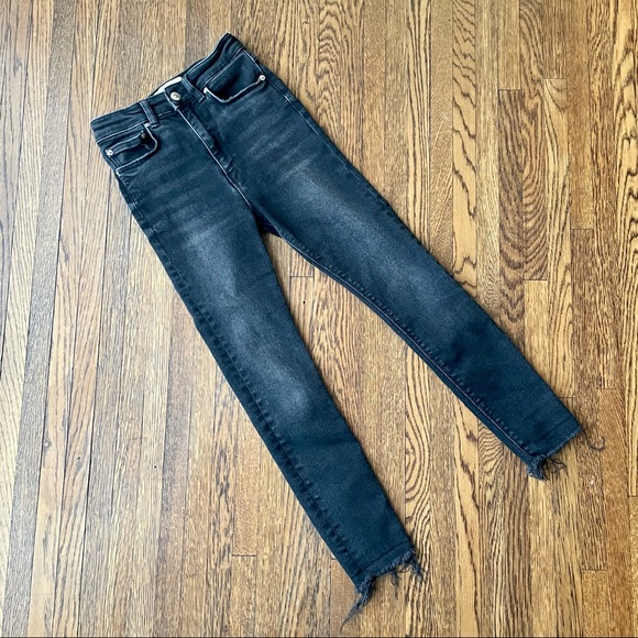 Zara Highrise Black Distressed Skinny Jeans